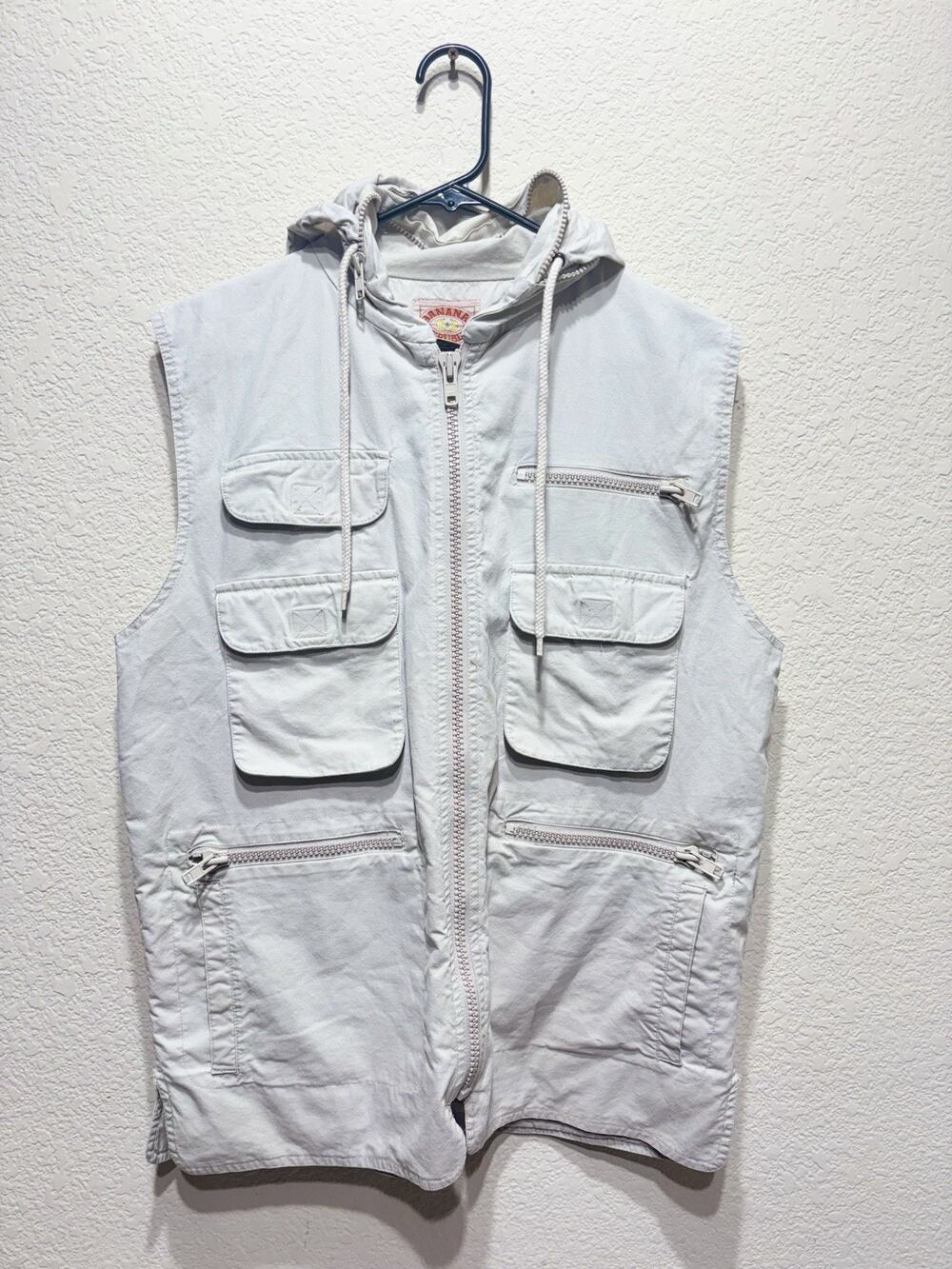 Vintage Banana Republic Fishing Vest Photography Tan Medium Hood
